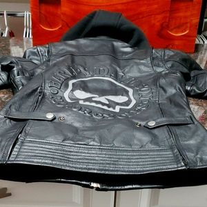 NWT Harley Davidson Womens Willie G Leather Jacket With Hood